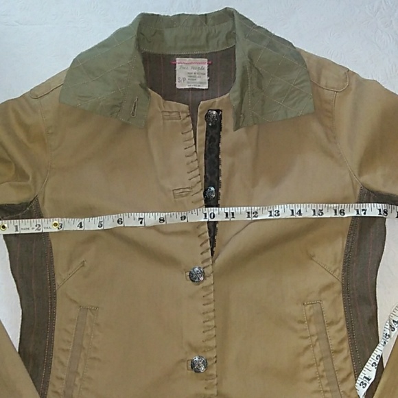 FREE PEOPLE  Fleur De Lis Patchwork Distressed Denim / Chambray Jacket Blazer - Picture 5 of 9